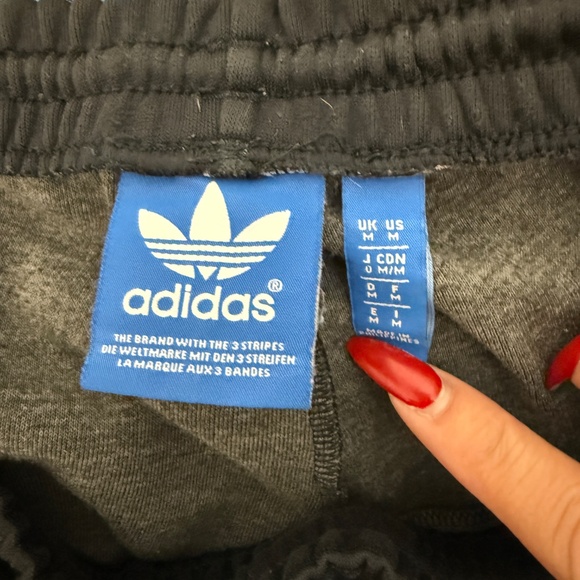 Adidas Mens Medium Black three stripes fleece sweatpants - Picture 7 of 7